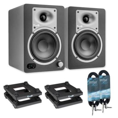 Fluid Audio Studio-Monitore C50BT Lautsprecher mit Stativen und Kabel