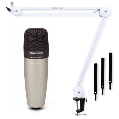 Samson Kondensator-Mikrofon C-01 mit Gelenkarm Weiss