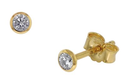 trendor Schmuck Ohrstecker für Damen und Herren 333 Gold Zirkonia 3,5 mm 86304