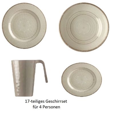 Geschirrset Bali Picknickset für 4 Personen Maritim inkl. Tragetasch