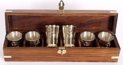 Schnapsglas Set 6er Stamper in Edelholzkasten Stamper Schnapsbecher
