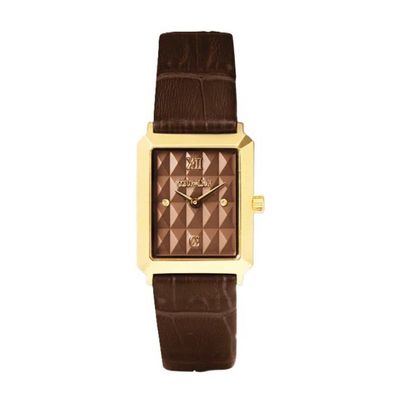 Uhr - Edelstahl gold - Mokka gold Lederband