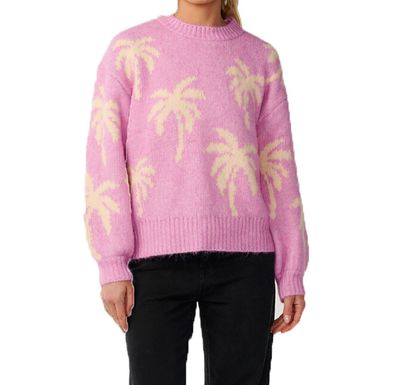 RIP CURL Women Sweater Retro Swell Palm Jacquard Crew lilac