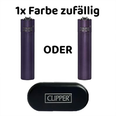 Clipper Metall New Black Reibradfeuerzeug in Metallbox, Farbe zufällig