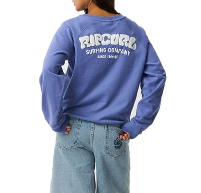 RIP CURL Women Sweater Surf Puff Raglan Relaxed Crew mid blue