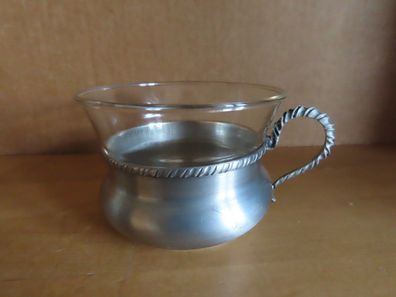 Teeglas mit silberfarbenem Halter mit geriffelter Rand Schott Mainz