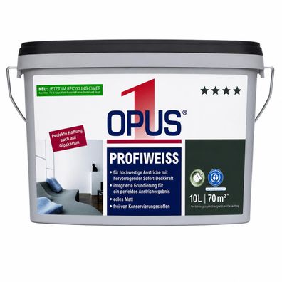 OPUS1 Profi Weiss 10L inkl. Grundierung - geruchsarme, konservierungsmit