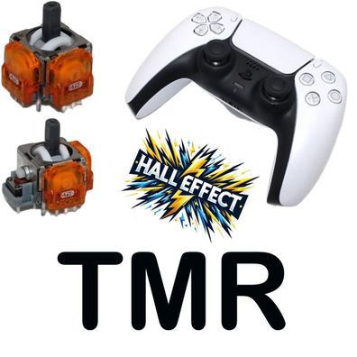DualSense Wireless-Controller weiss Sony + Hall Effekt TMR Orange Analog Sticks