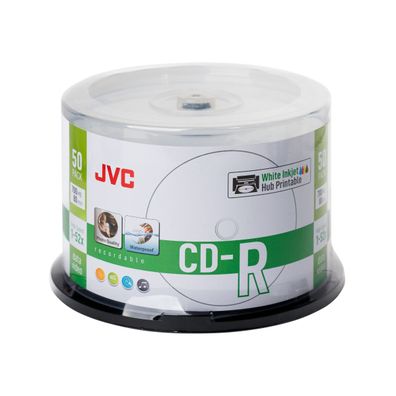 JVC CD-R 700 MB 52x Inkjet Glossy wasserfest Weiß 50er Spindel