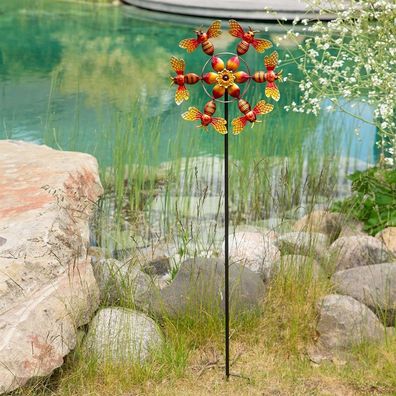 Gilde Gartenstecker, Windrad, "Biene", Bienenmotiv, Metall, mehrfarbig, VE 2, L