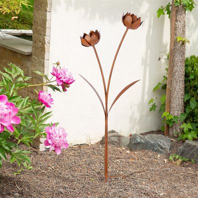 Gilde Gartenstecker, Blume, "Fantasy", Metall, braun, VE 2, L. 9 cm, B. 30 cm, H