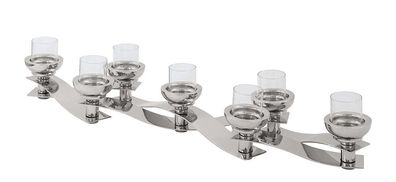 Fink PAREO, Leuchter, 7-flammig, Glas, glatt, silberfarben, L. 31 cm, B. 42 cm,