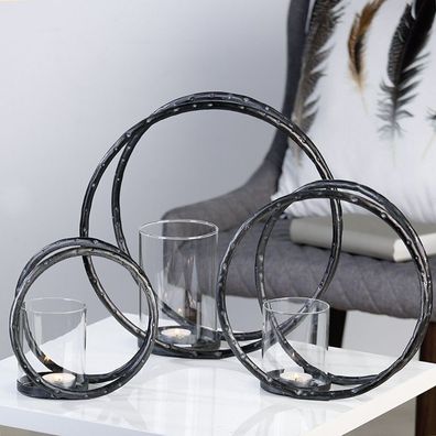 Casablanca Leuchter Rings anthrazit, etall mit Glas Höhe: 32 cm Breite: 32 cm
