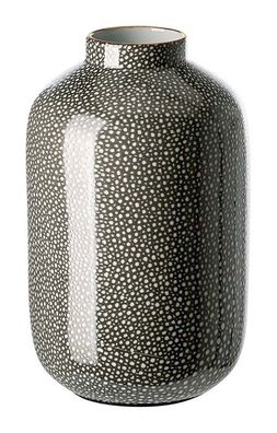 Fink ROY, Vase, Porzellan, glatt, grau, weiß, L. 12 cm, B. 12 cm, H. 21 cm, D. 12