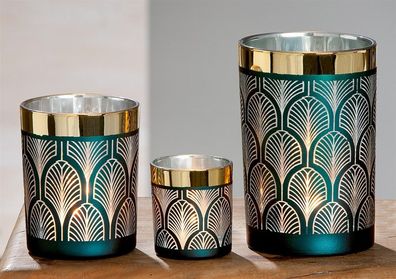 Gilde Windlicht "Romeo" Glas grün 40826