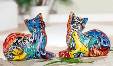Gilde Katze Street Art liegend Kunstharz mehrfarbig 37538