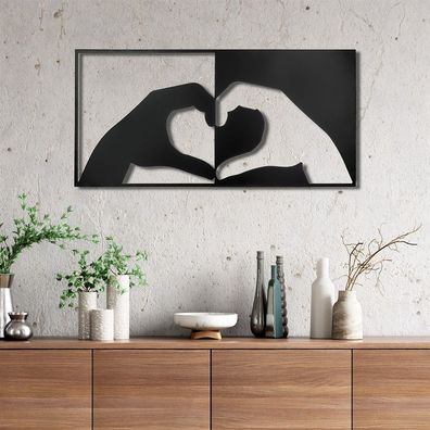 Gilde Wandrelief, "Heart", Händemotiv, Herzmotiv, Metall, schwarz, VE 2, L. 1.5