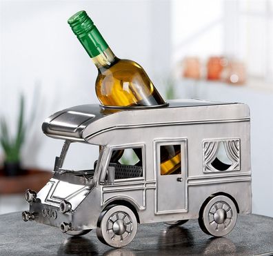 Gilde Flaschenhalter "Wohnmobil" Metall silberfarben 65516