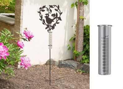 Gilde Gartenstecker, Regenmesser, "Piepmatz", Vogelmotiv, Metall, dunkelbraun, VE