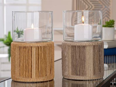 Gilde Windlicht, zylindrisch, "Samui", Papier, braun, VE 4, 2fach sortiert, H. 22