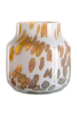 Fink DANKA, Windlicht, Vase, durchgefärbtes Glas, glänzend, braun, weiß, L. 19