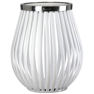Fink TAMINA, Windlicht ohne Glas, Eisen, pulverbeschichtet, glatt, silberfarben,