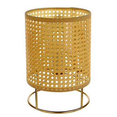 Casablanca Lampe "Vienna" Metall / Kunststoffgeflecht . goldfarben / naturfarben
