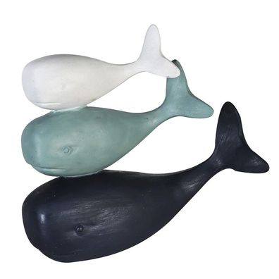 Casablanca Figur "3 Wale" Poly . weiß / hellblau / dunkelblau . matt H= 19.50 cm