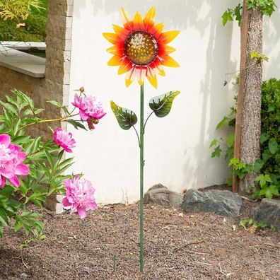Gilde Gartenstecker, Blume, "Sonnenblume", Metall, mehrfarbig, VE 2, L. 3.5 cm,