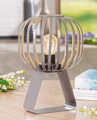 Gilde Windlicht (LED), "Scola", Metall, grau, VE 3, H. 27.5 cm, D. 18.5 cm 69960