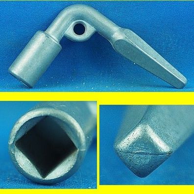 Bauschlüssel Metall - Neubautenschlüssel Vierkant 6 bis 10 mm + Loch 8 mm