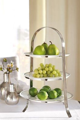 Fink PLATE, 3er Etagere für Teller, Edelstahl , vernickelt, gehämmert, silberfarbe