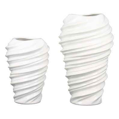 Casablanca Vase "Twist" Porzellan . weiß . glasiert mit Rillenstruktur H= 27 cm Ø