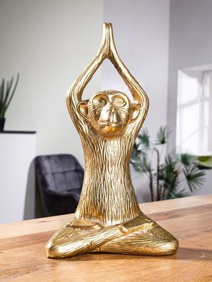 Gilde Skulptur "Monkey" goldfarben H: 28.50 cm B: 16 cm T: 9 cm 60176