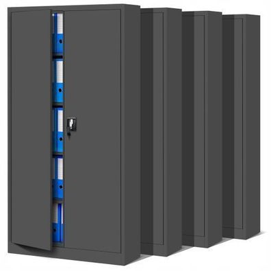 4er Set Aktenschrank Metallschrank Büroschrank 185 x 90 x 40 cm Anthrazit/Anthrazit
