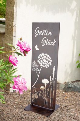 Gilde Standrelief, rechteckig, "Wild Flowers", Blumenmotiv, Schriftzug, Metall,