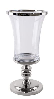 Fink Lynette, Windlicht, Windlicht mit Glas, Glas, glatt, silberfarben, L. 18 cm,