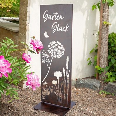 Gilde Standrelief, rechteckig, "Wild Flowers", Blumenmotiv, Schriftzug, Metall,