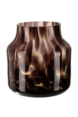Fink DANKA, Windlicht, Vase, durchgefärbtes Glas, glänzend, braun, schwarz, L. 19