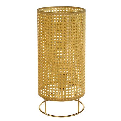 Casablanca Lampe "Vienna" Metall / Kunststoffgeflecht . goldfarben / naturfarben