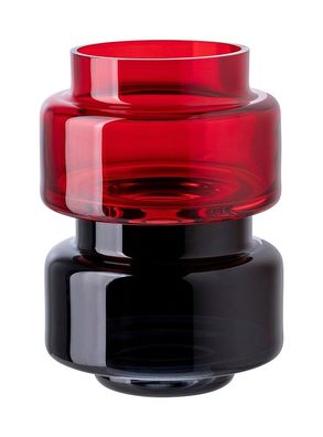 Fink NICE ONE 2er Set, Teelichthalter, Glas, rot, schwarz, L. 9.5 cm, B. 9.5 cm,