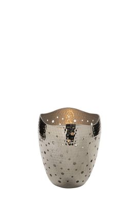 Fink ELIAS, Windlicht, Aluminium, vernickelt, gehämmert, silberfarben, H. 15 cm,