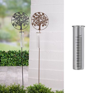 Gilde Gartenstecker, rund, "Blütezeit", Baummotiv, Metall, schwarz, VE 4, 2fach