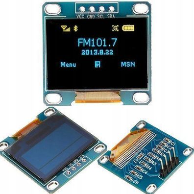 Rosfix OLED Display 0,96" – 128x64 I2C Blau | SSD1306, 3–5V, 0,08W