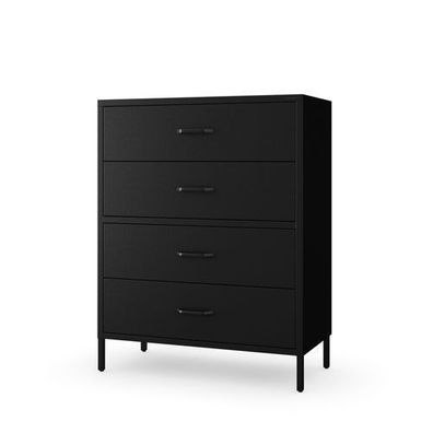 Kommode mit 4 Schubladen Carla Kommodenschrank Metall, 80 x 101,5 x 40 cm, Schwarz