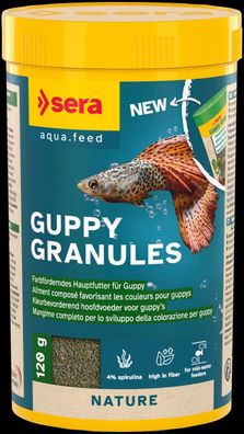 Sera Guppy Granules Nature 250ml Granulat Hauptfutter für Guppys Lebendgebärende