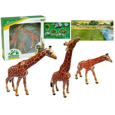 Lean Toys Giraffen Educational Family Figuren 3 Stück + Hintergrund Afrika