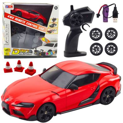 Lean Toys Drift Sportwagen Austauschbare Räder Ferngesteuertes Rc 4Wd Rot