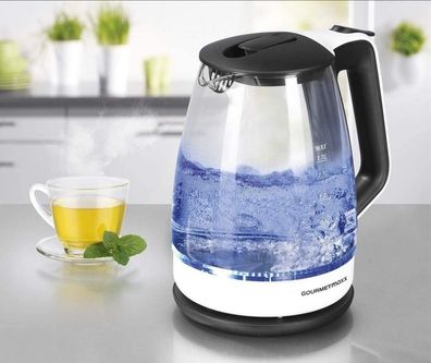 Gourmetmaxx Wasserkocher Glas 1,7 l Füllmenge Edelstahl-Chrom-Optik 2200 W