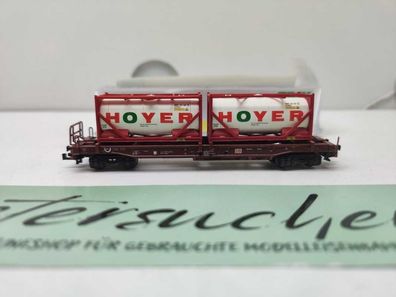 Mini Trix N DC 15257-10 / Einheitstaschenwagen / Sdgkms 707 / DB AG / Tankcontainern
